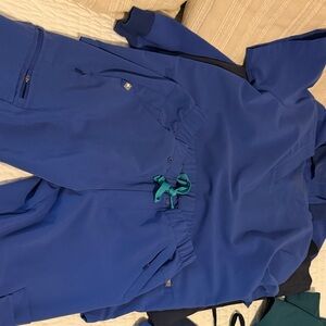 Figs Men's Blue Scrub Set with Green Accents